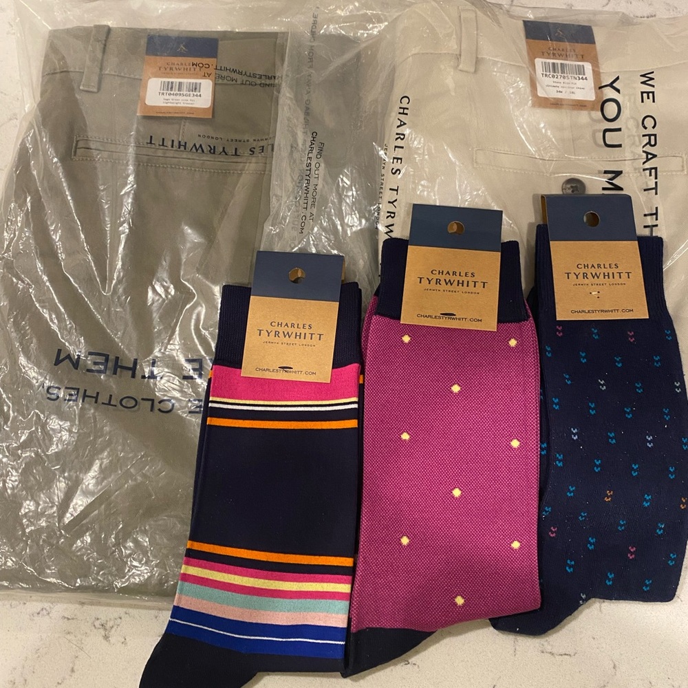 Charles Tyrwhitt Men's pants and Vibrant Sock Trio